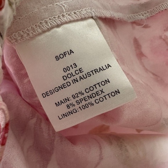 NWT Sofia the Label Dolce Dress Cotton Pink Rose Floral Womens AU 8 US 2-4 - Picture 6 of 8